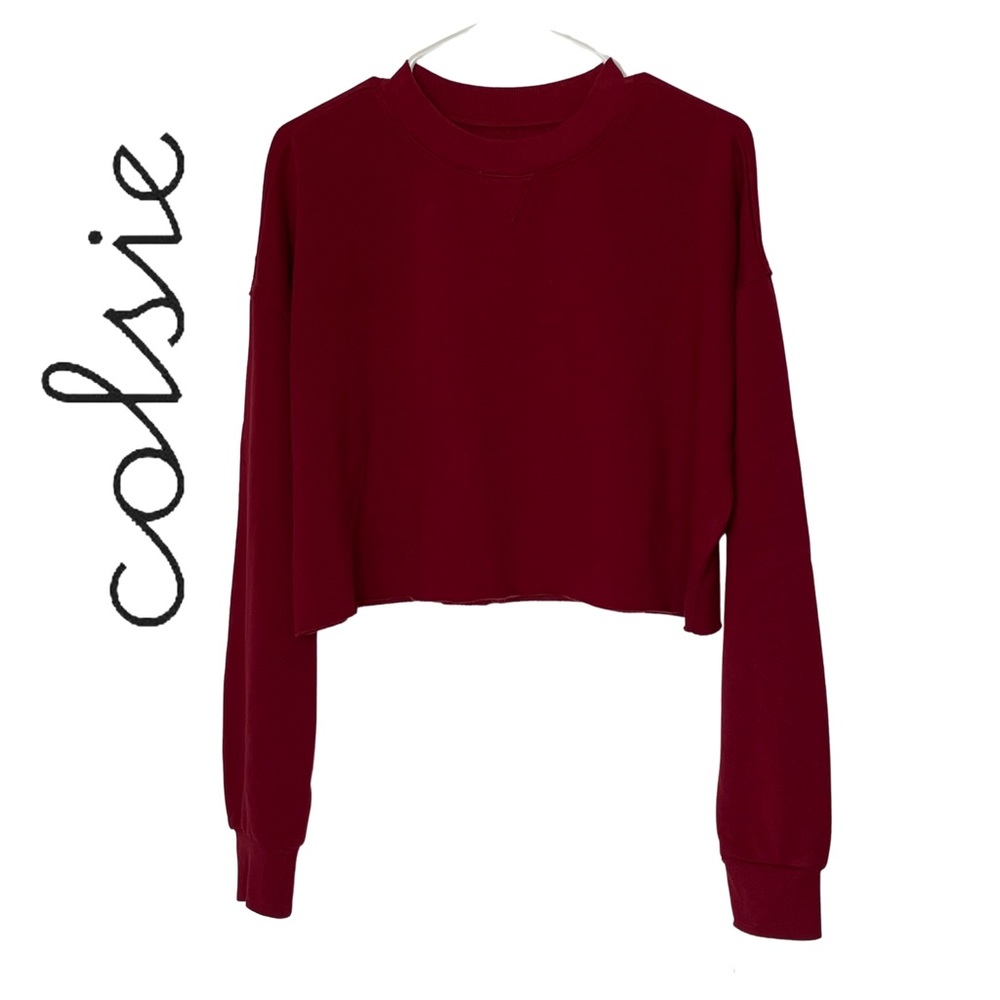 Closie Women's Fleece Lounge Cropped Red Sweatshirt Size XL